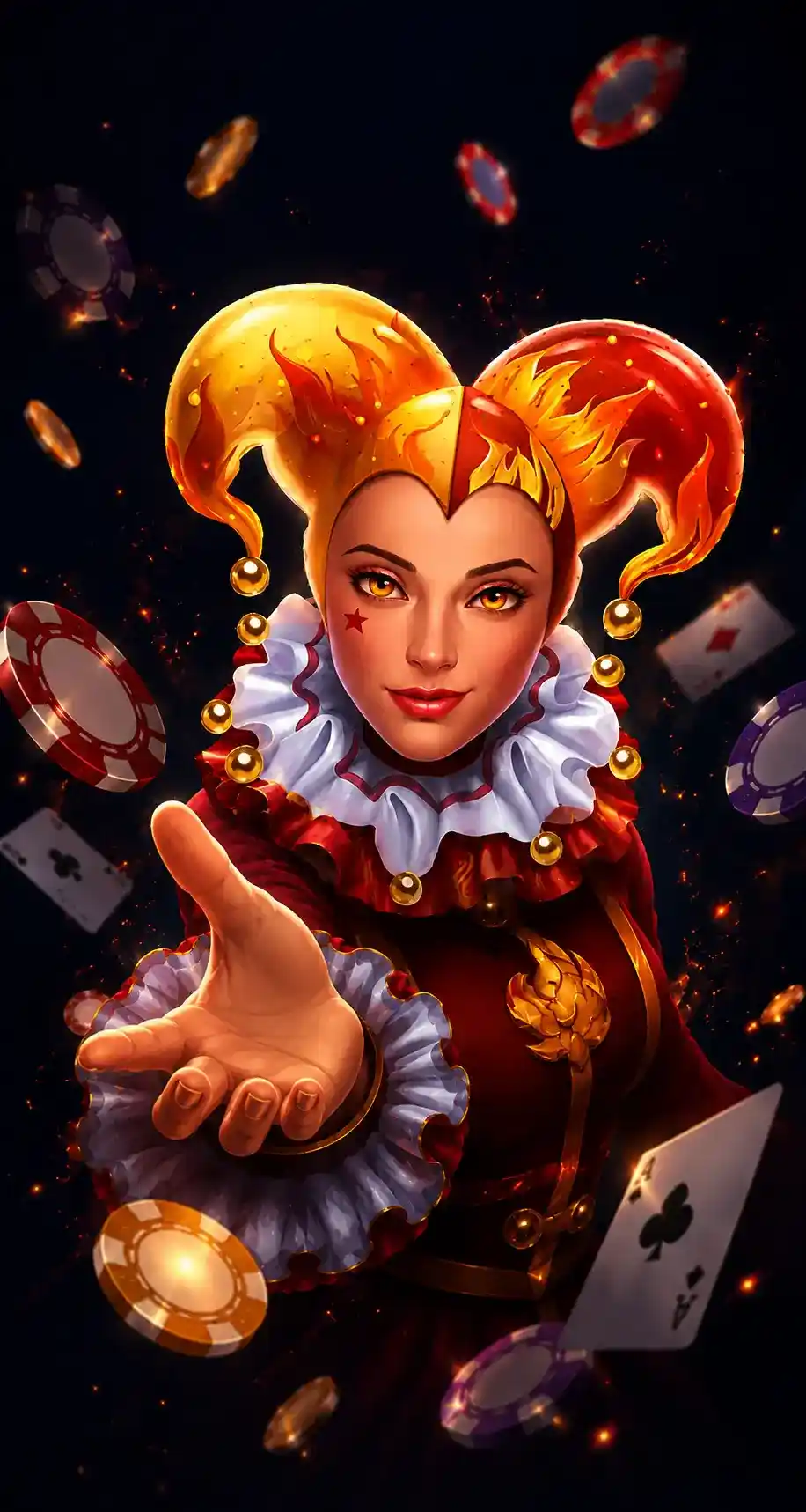 Version mobile de la bannière principale de Jslotz Casino avec la mascotte Lucky Joker