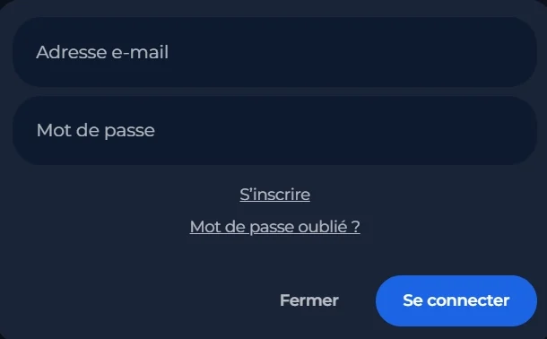 Fenêtre de connexion au compte Jslotz Casino